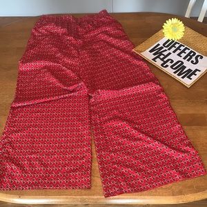 One World Palazzo Pants Sz Small Red with star print pattern, gently Pre…